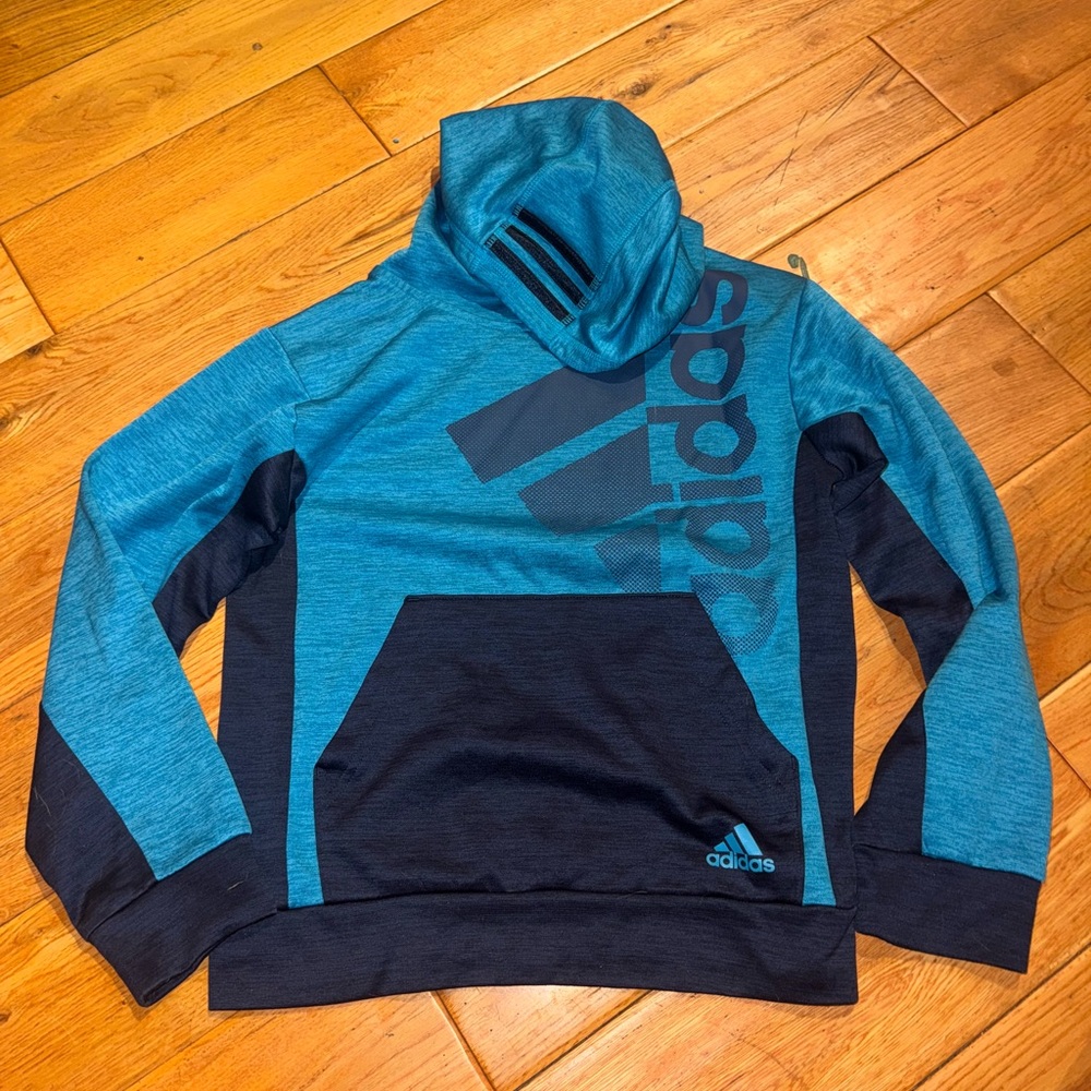 Adidas Youth Sea Blue/Navy Blue Pullover Hoodie - Size M (10/12)